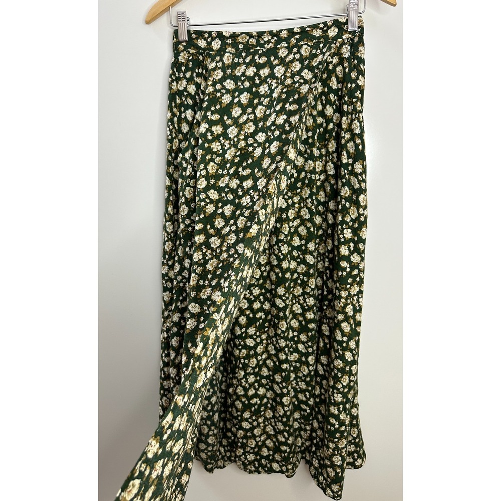 Vintage American Eagle Outfitters Green Floral Maxi Skirt Rayon 90s Boho Medium - Picture 6 of 15